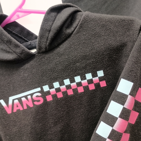 Vans Kids Black Hoodie with Pink and Blue Accents - Picture 4 of 10